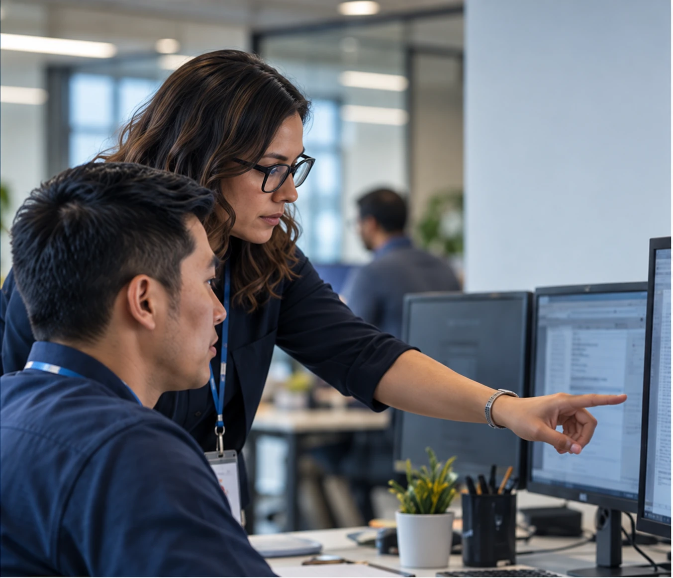 Illustrative scene of healthcare technology specialists working together